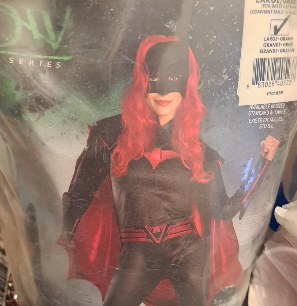 Womens Red and Black Superhero Costume with Cape